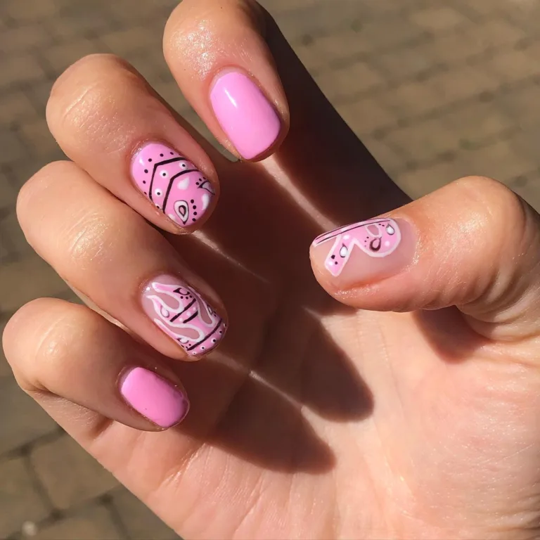 Pink Bandana Nails