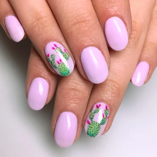 Pink Cactus Nails