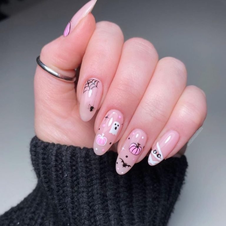 Soft Pink Halloween Nails
