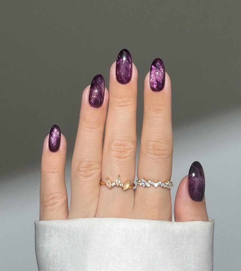Plum Marble Nails
