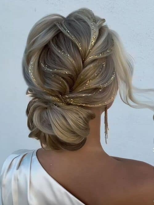 Braided Updo with Glitter Hair Paint