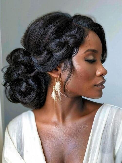 Low Bun with Side Braid