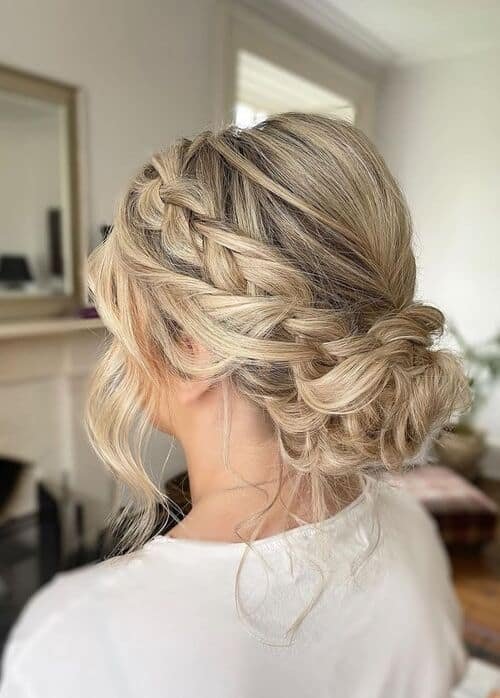 Side Braided Messy Low Bun