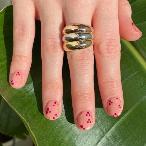Cranberry & Gold Dots