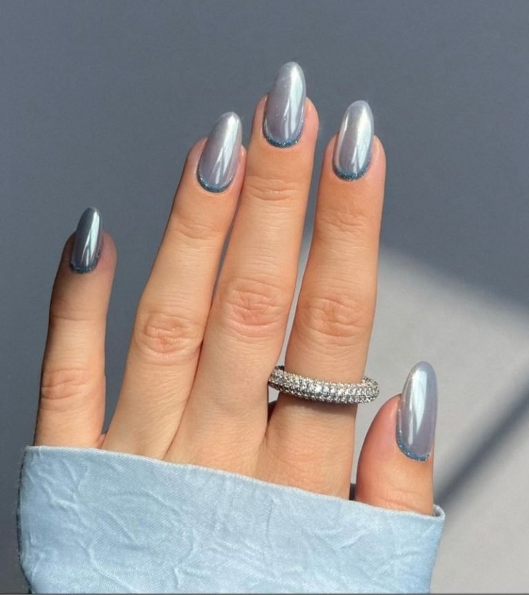 Metallic Blue Winter Nails