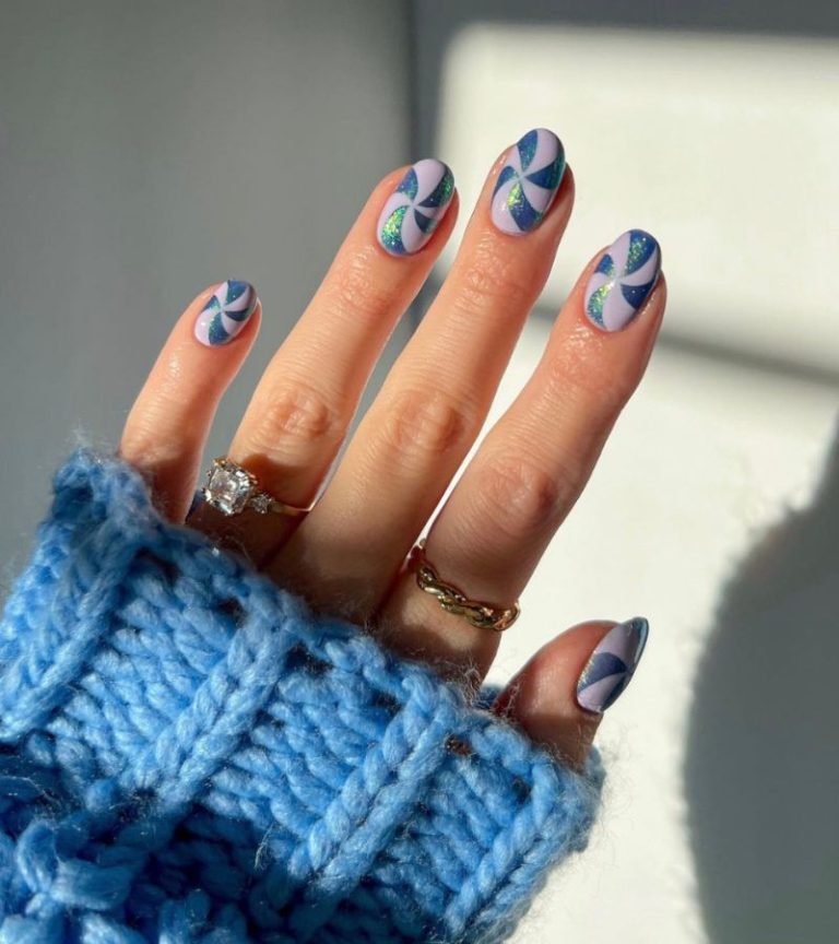 Icy Blue Winter Nails