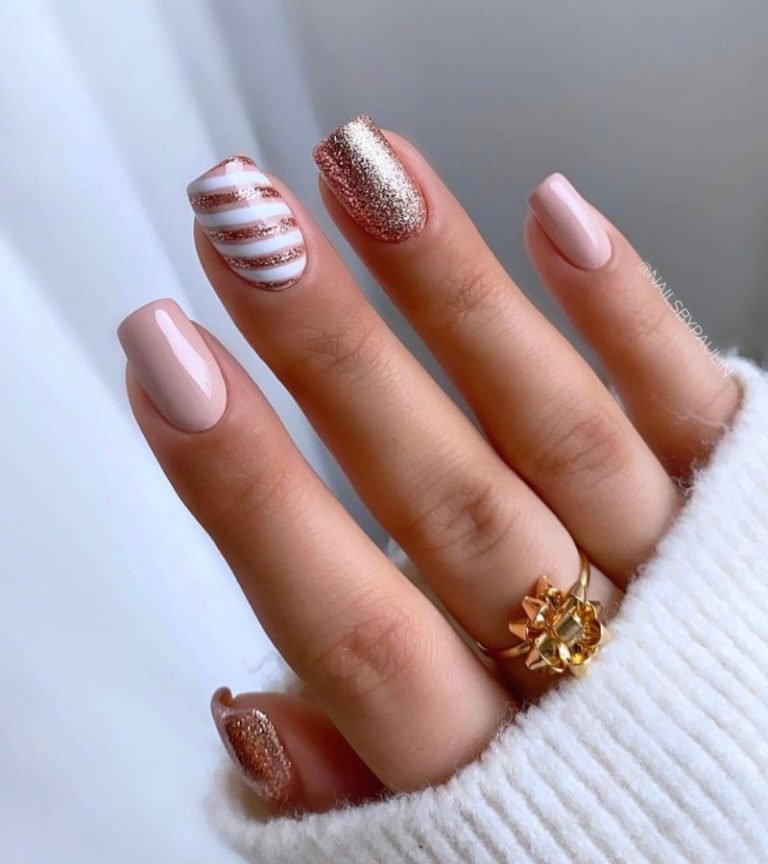 Shiny Pink Winter Nails
