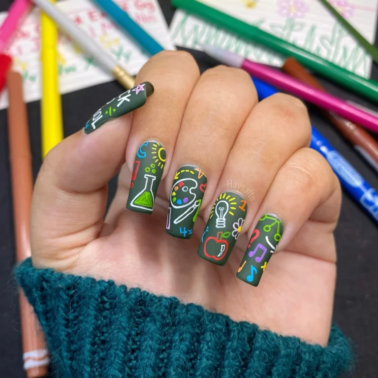 Back to School Nails with Fun Science & Art Doodles