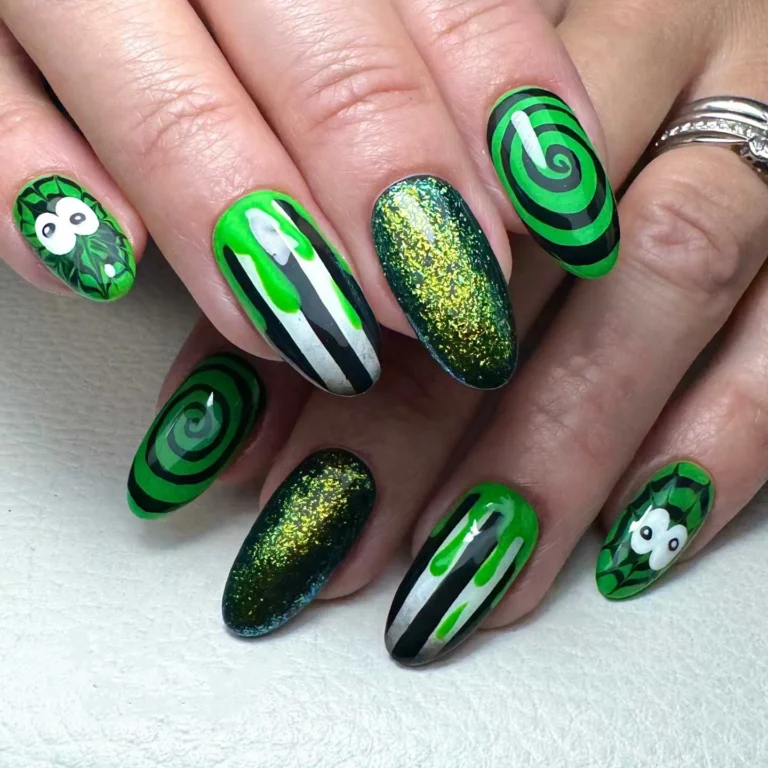 Beetlejuice Inspired Nails