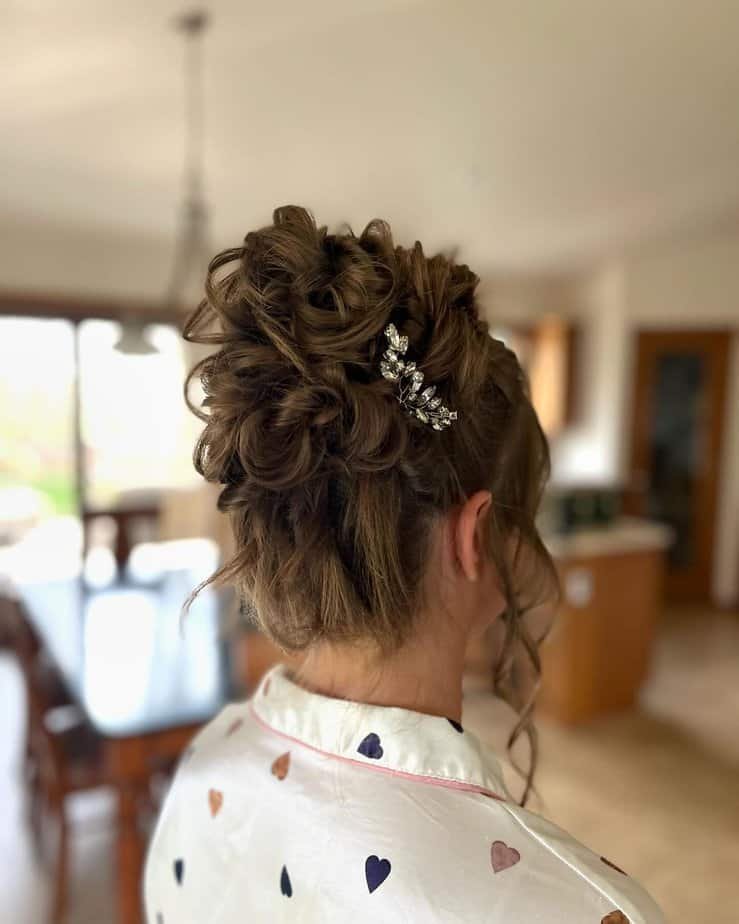 Bun with a floral hair clip