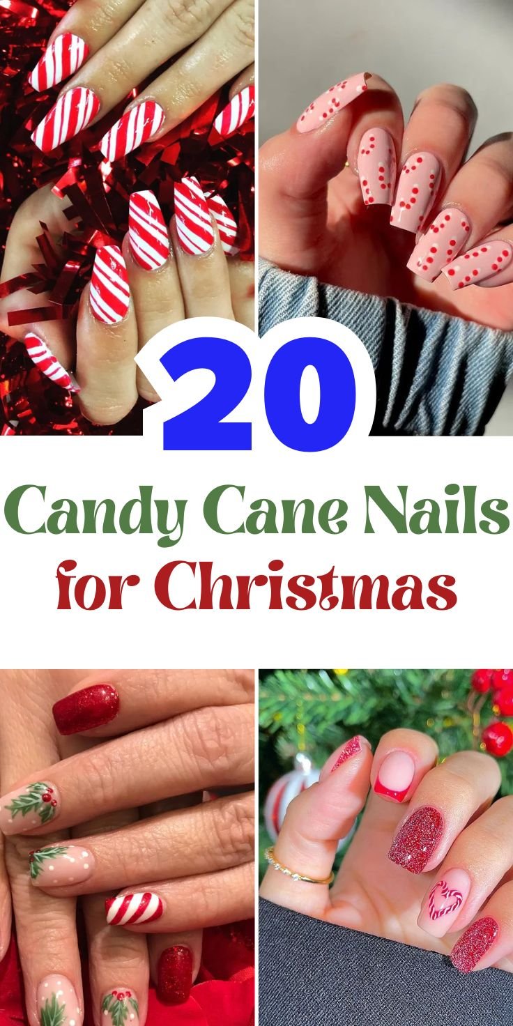 Candy Cane Nails for Christmas