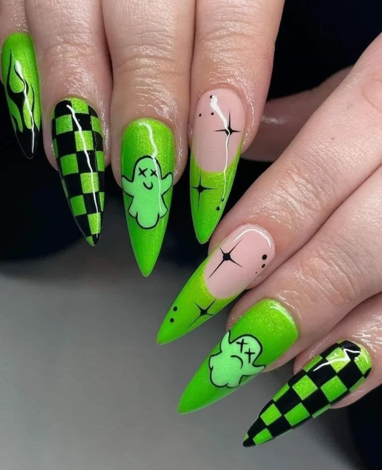 Checker Halloween Nail Art