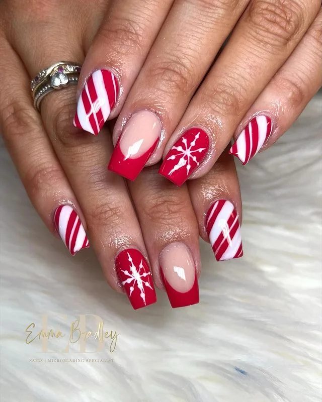 Coffin Candy Cane Nail Design