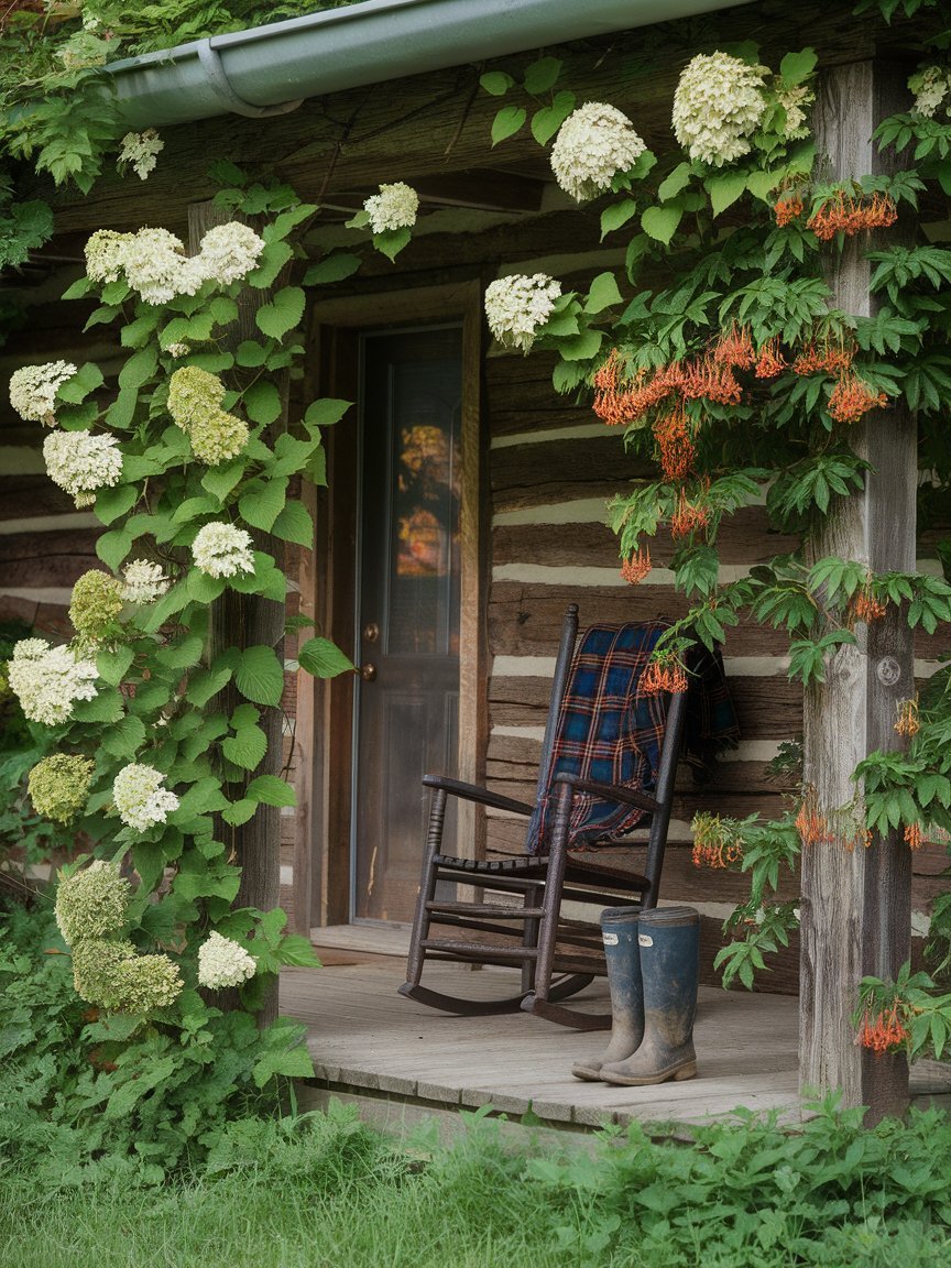 Country Charm with Hydrangeas and Wood Details