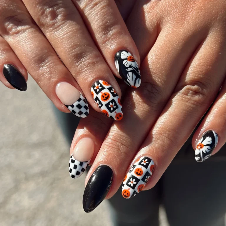 Floral Halloween Nails Art