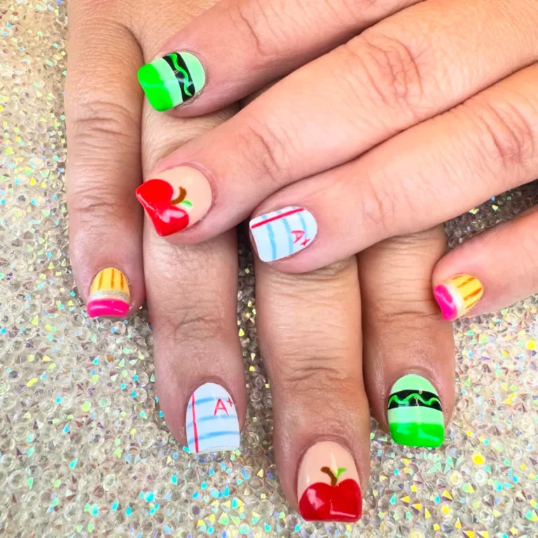 Fun Back to School Nails with Apples