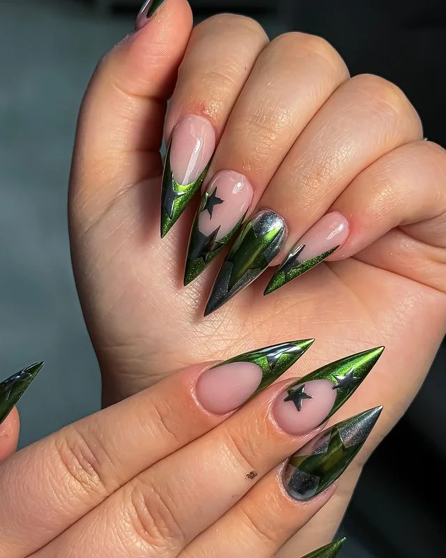 Green & Silver Star Design