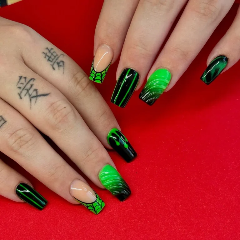 Halloween Nails with Spider Web Accents