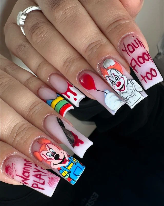 Mickey Disney Halloween Coffin Nails