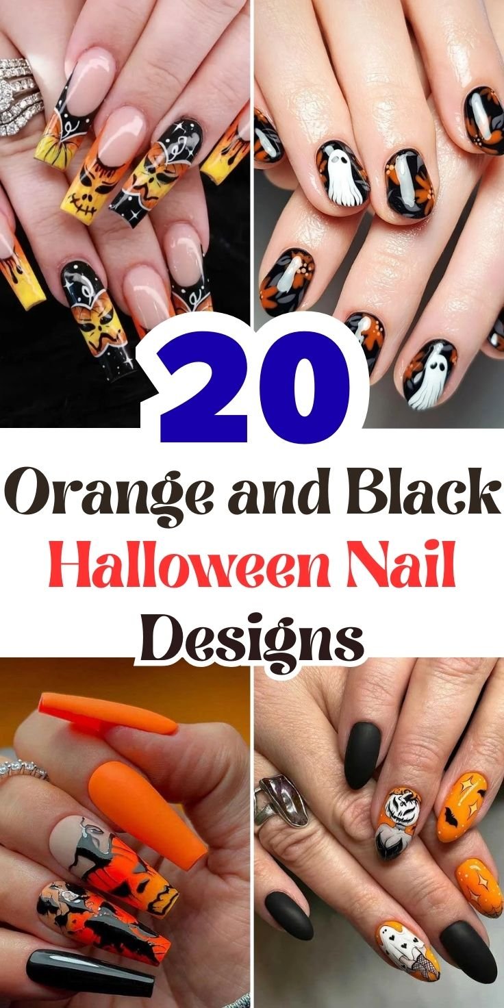 Orange and Black Halloween Nail Designs