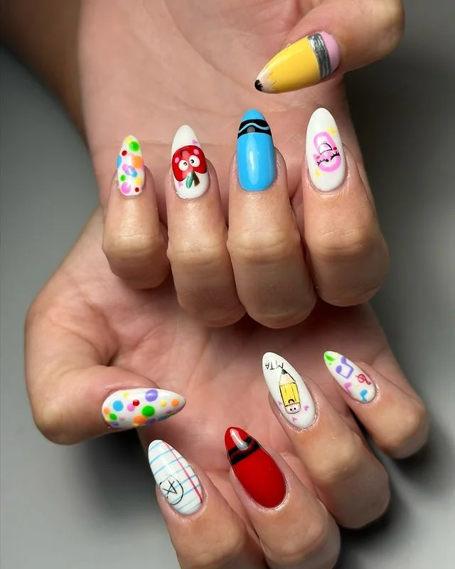 Playful Back to School Nails