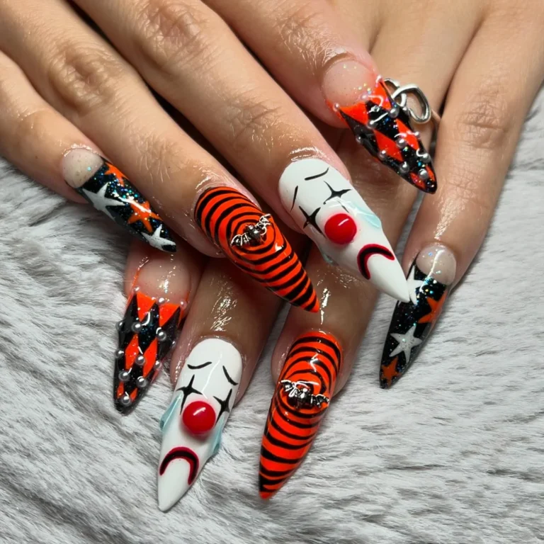 Pointy Orange & Black Halloween Clown