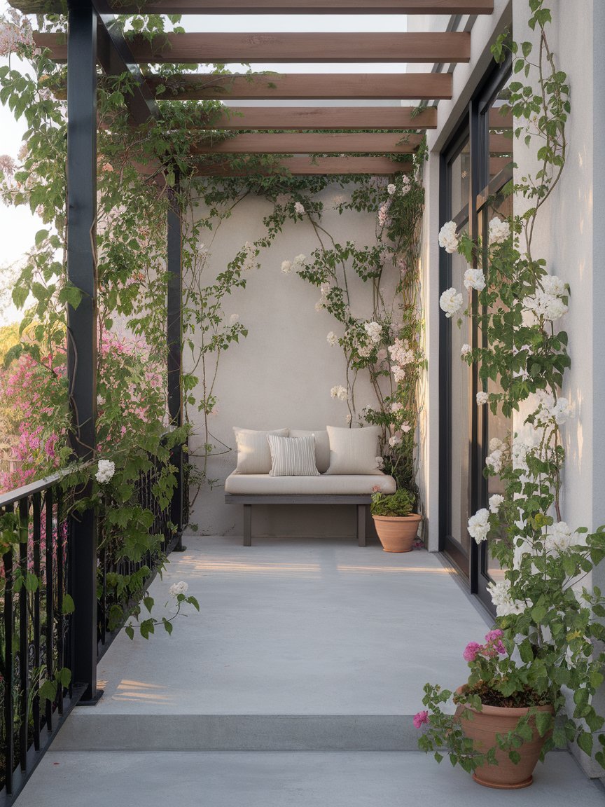 Relaxing Pergola with Classic White Blooms