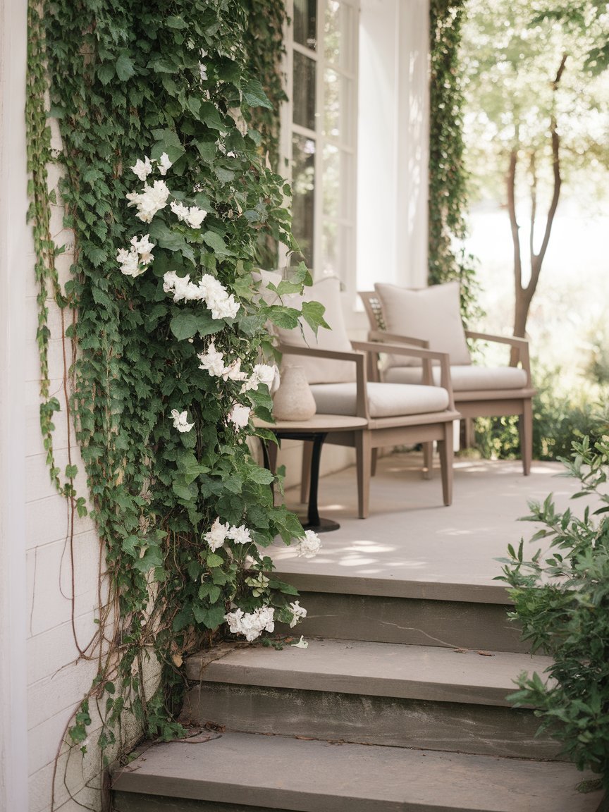 Serene Simplicity with Ivy and White Blooms