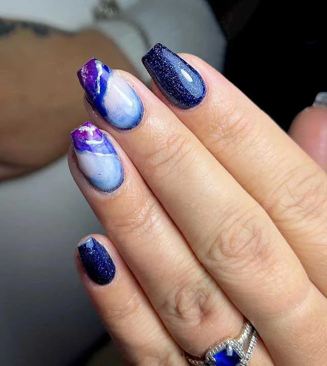 Square New Year Nails with Marble