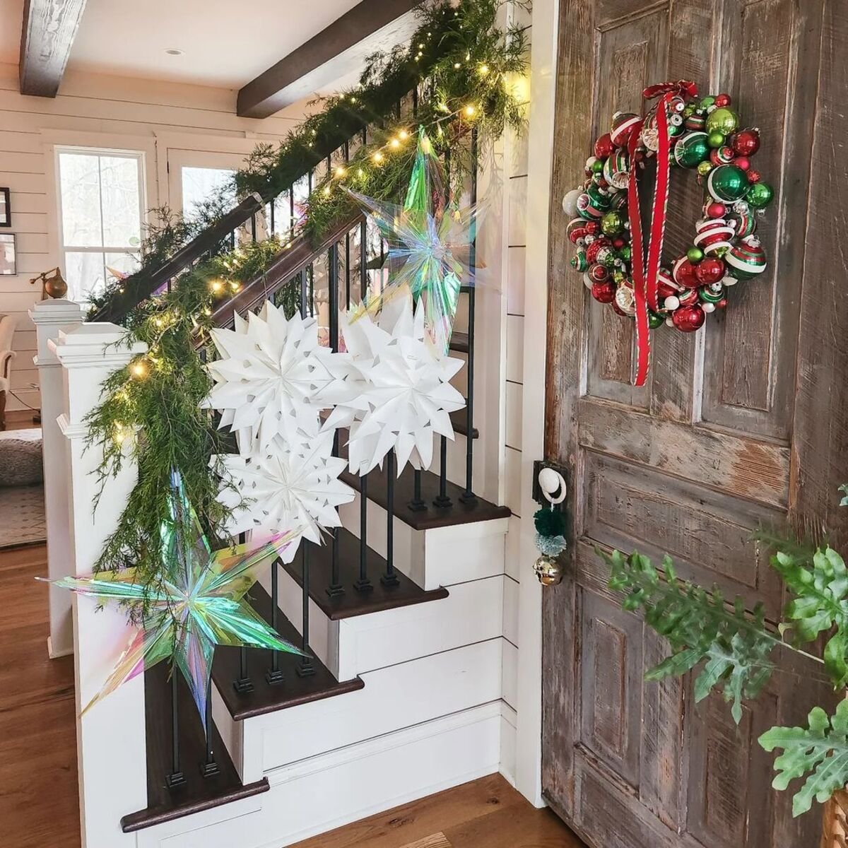 Staircase Snowflake Display
