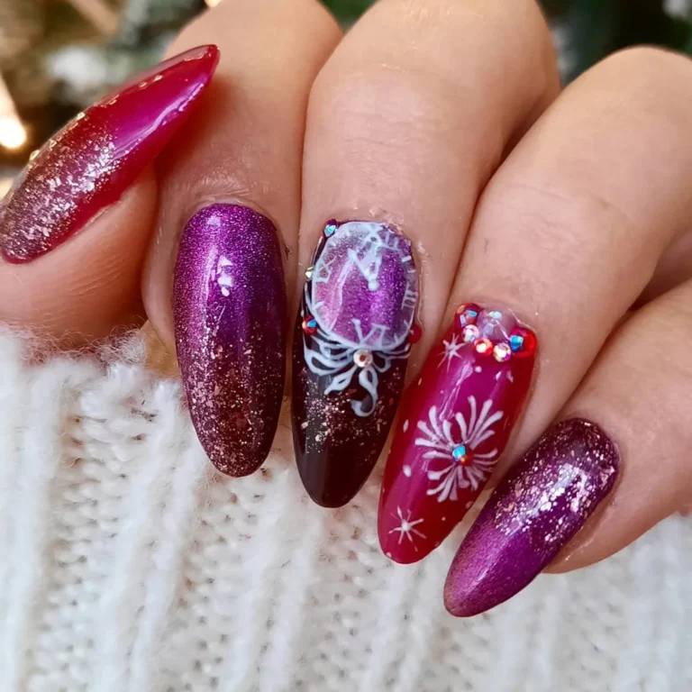 Stiletto New Year Nails with Glitter