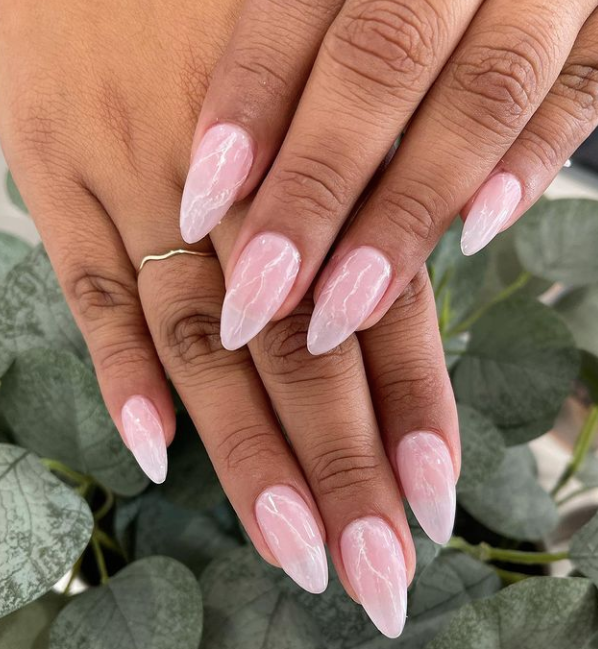 Subtle Marble Wedding Nails