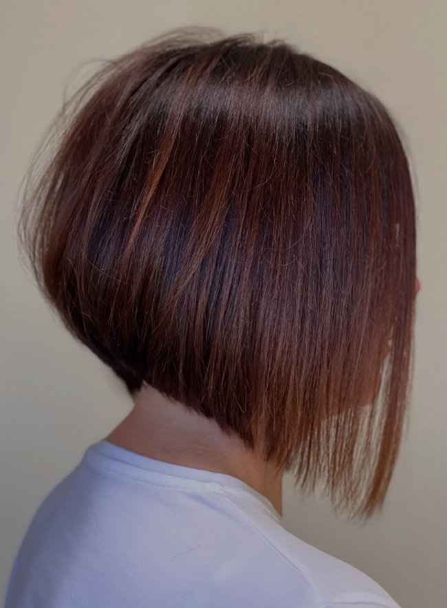 Angled Bob in Rich Mahogany Brown