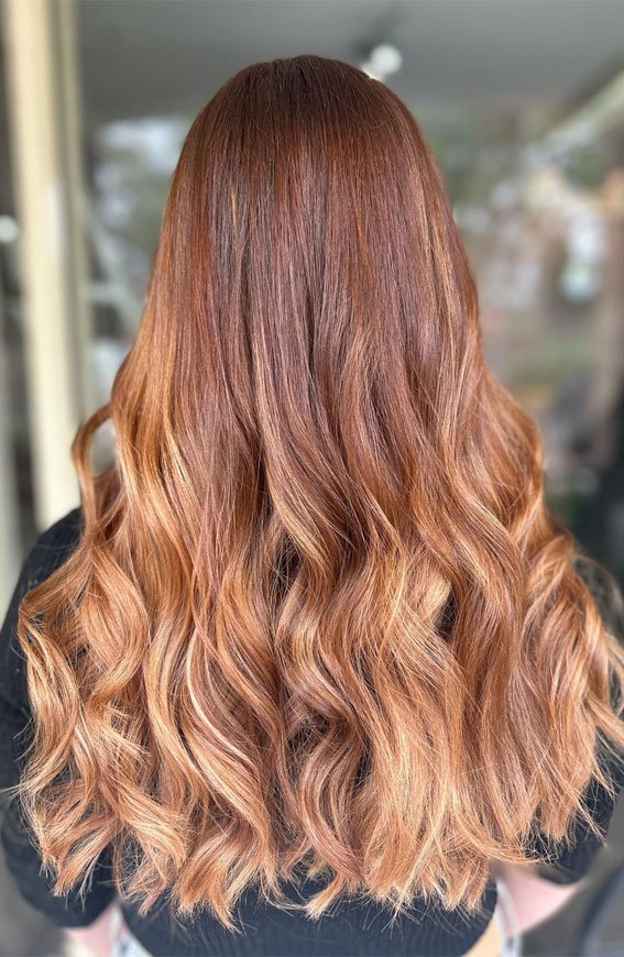 Auburn Balayage Soft Waves