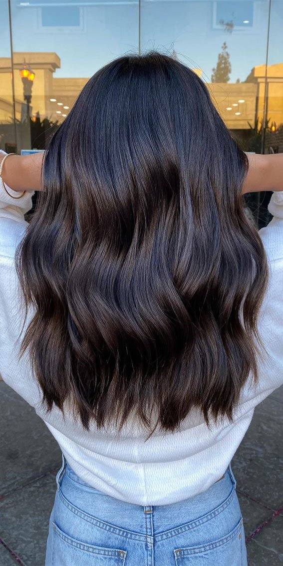 Blue Low Contrast Balayage on Black Hair
