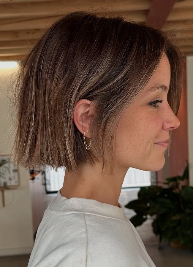 Blunt Brown Bob with Subtle Dimension