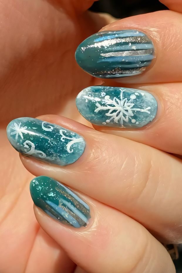 Nail Art with Snowflake Designs