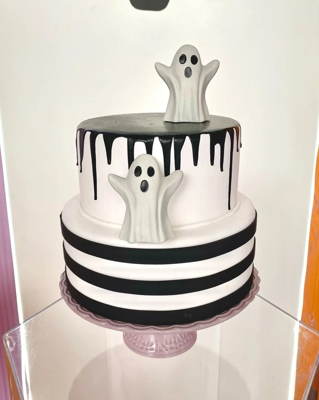 Striped Ghost Centerpiece Cake