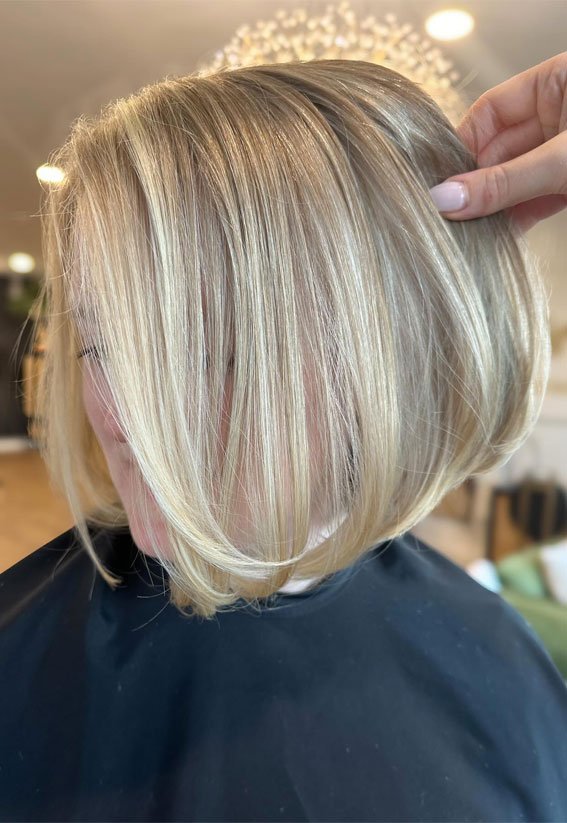 Vanilla Bean Blonde Bob with Natural Highlights