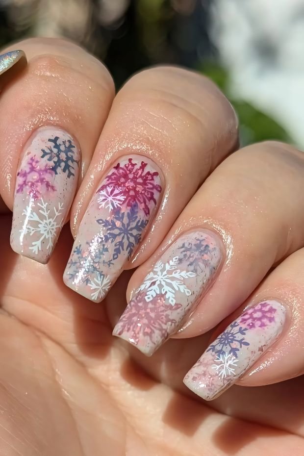 Winter Snowflake Nail Art Design